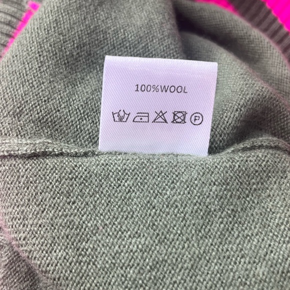 Vilagallo Wool Tiger Back Cardigan Olive Green XS Oversized Graphic Knit Spain - Picture 8 of 8